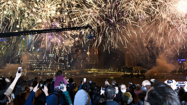 Fireworks after Brisbane was announced as the host city of the 2032 Olympics.