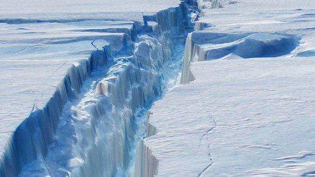 A crack in the Larsen C ice shelf grew 17 kilometres in December. 