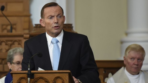 Former prime minister Tony Abbott at the Canberra Baptist Church in 2015.