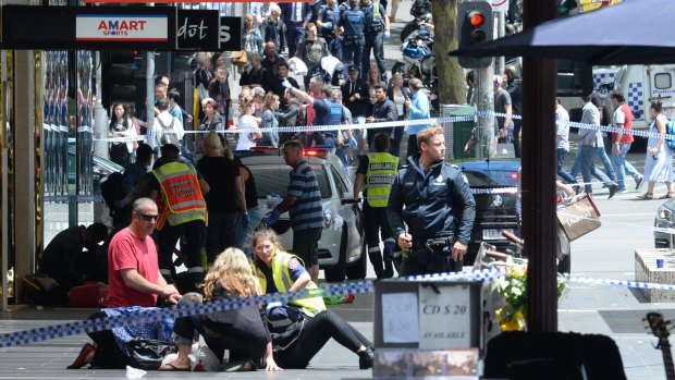 The chaos on Bourke Street on Friday, January 20, 2017.