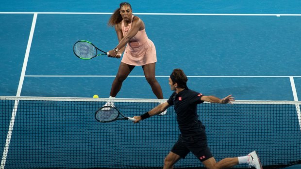 Across the net: Serena Williams and Roger Federer.