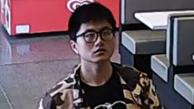 An image from CCTV of missing Mt Waverley man Yiwei Chu as he bought lunch two weeks ago.