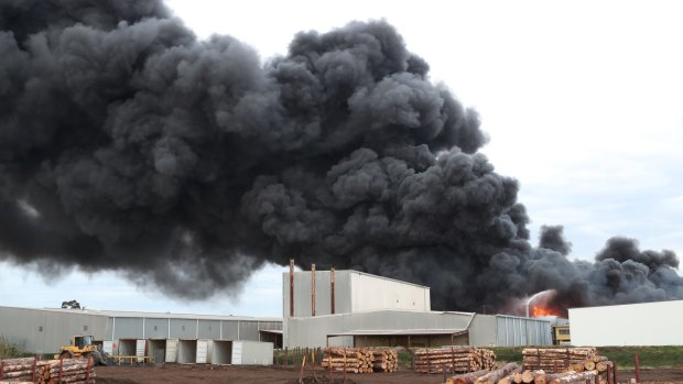 Smoke billows from the blaze in West Footscray.