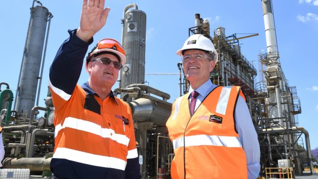 Bill Shorten visits an industrial chemicals plant in Brisbane last October.
