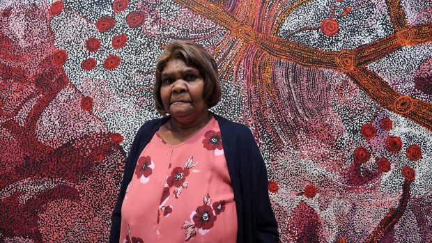 Artist Sylvia Ken in front of her painting Seven Sisters which won the Wynne prize in 2019.
