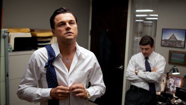 Leonardo DiCaprio, left, and Kyle Chandler in The Wolf of Wall Street. 