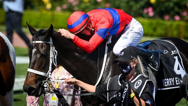 McDonald celebrates as he returns to scale on Verry Elleegant.