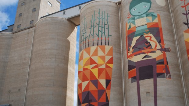 Silo art in Merredin as a part of the FORM Silo Trail.