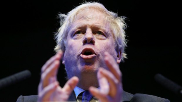 Boris Johnson delivers a speech at the Conservative Party annual conference in October.