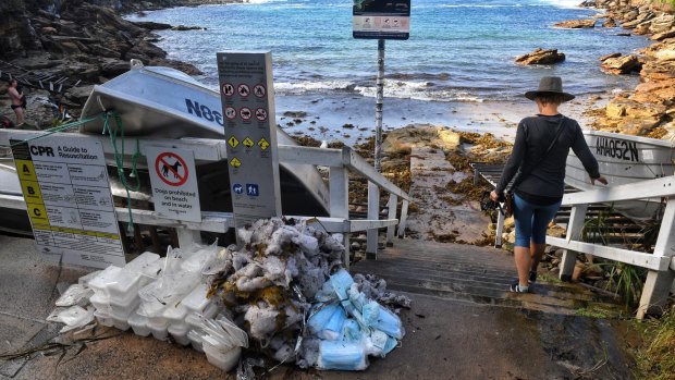 Debris including surgical masks washed up near Gordons Bay in May.