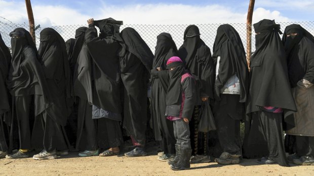 The wives and children of Islamic State fighters in the al-Hawl camp is northern Syria in 2019.