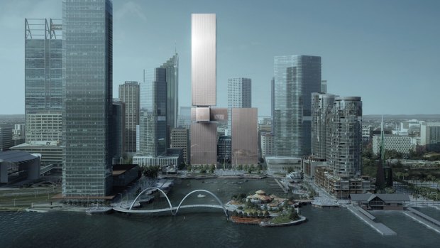 Artists impression of Brookfield's proposed mixed use development at Elizabeth Quay lots 5 and 6 released in November 2017.