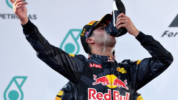 Commerical asset: Daniel Ricciardo doing a shoey.