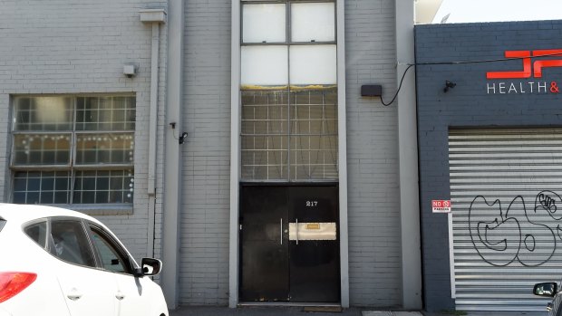 Bomber Thompson's converted warehouse in Port Melbourne that was raided by police in January 2018.