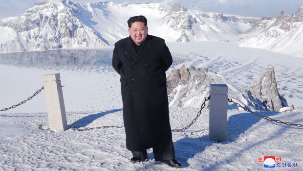 North Korean leader Kim Jong-un was said to have climbed Mount Paektu in "smart shoes" last year. 