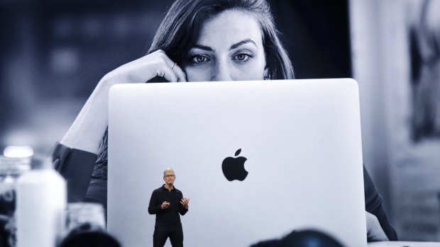 Apple CEO Tim Cook speaks at the Apple Worldwide Developers Conference in San Jose, California, on June 3.