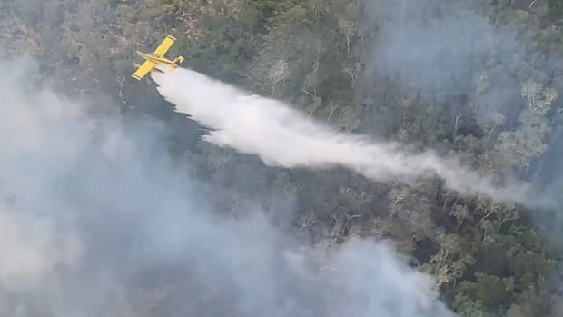 Water-bombing efforts against the Fraser Island bushfire on Friday, November 27.