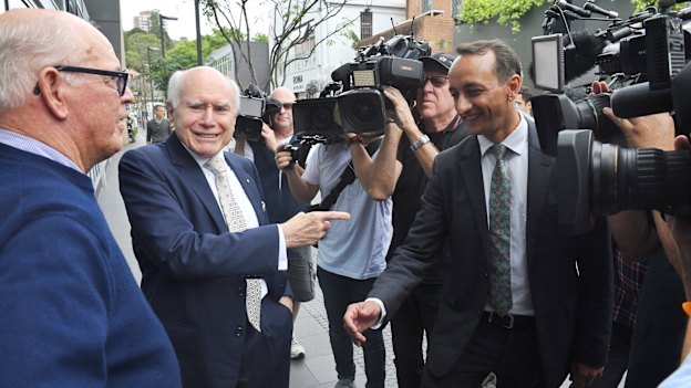 Former PM John Howard spruiks for Dave Sharma in Double Bay.