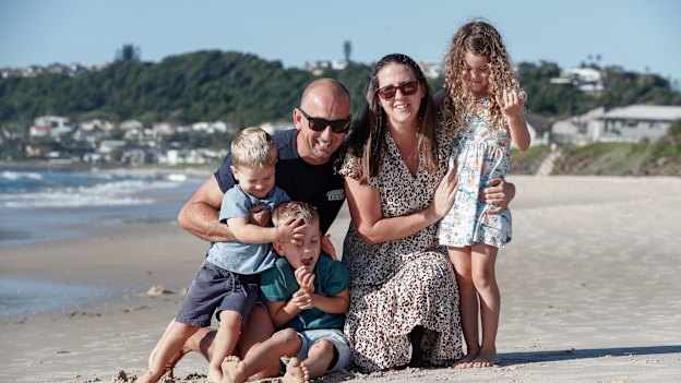 Formston with wife Rebecca and their children.