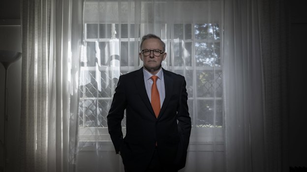 Prime Minister Anthony Albanese at his childhood home in Camperdown in 2022.