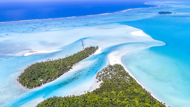 One Foot Island in Aitutaki Lagoon in the Cook Islands.
