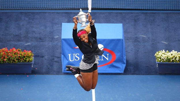 Serena Williams celebrates her win at the 2014 US Open.