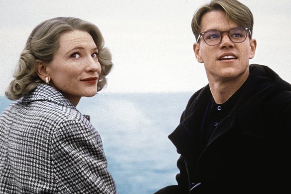 Matt Damon as Patricia Highsmith’s antihero, Tom Ripley, with Cate Blanchett in The Talented Mr Ripley.
