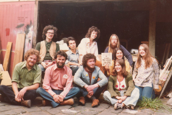 Andrew Herington (front row, far left in green shirt) with Friends of the Earth in 1979.