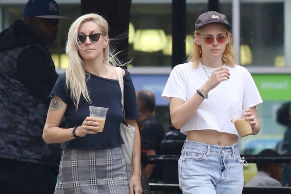 Kristen Stewart, right, with Dylan Meyer In New York last year.