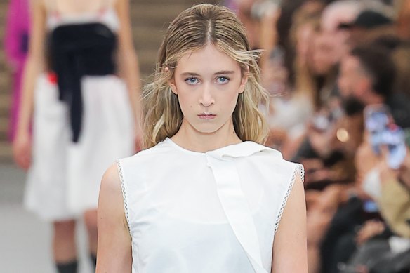 Sunday Rose Kidman-Urban walks the runway for Miu Miu during Paris Fashion Week in October.