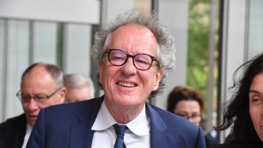 Geoffrey Rush outside the Federal Court in November.