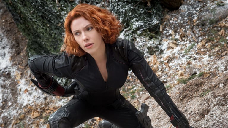 Scarlett Johansson as the Black Widow in the Avengers: Age of Ultron.