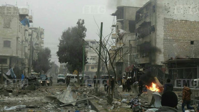 An attacked by Russian airstrikes in southern Idlib province forced thousands of civilians to flee toward the border with Turkey earlier this year.