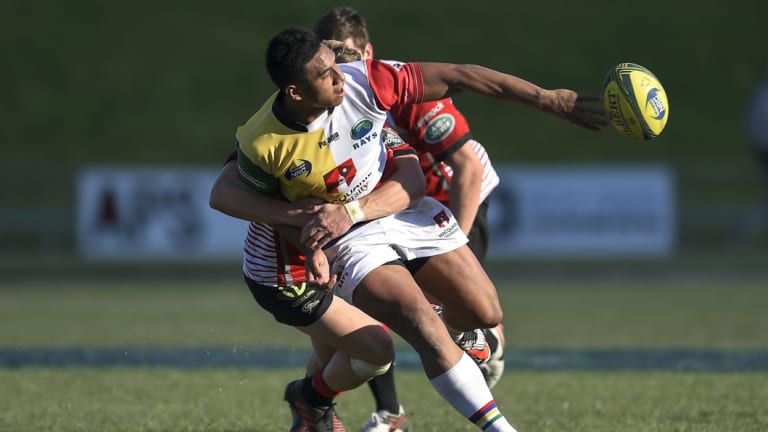 Irae Simone playing against the Canberra Vikings. This week he'll swap jerseys and face his former side the Sydney Rays. 