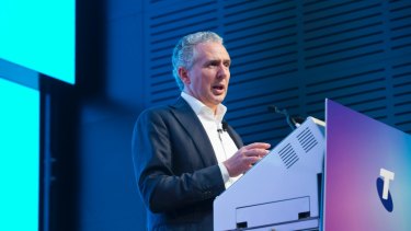 Telstra chief executive Andy Penn highlighted the Netflix speed win as Telstra announced its latest results..