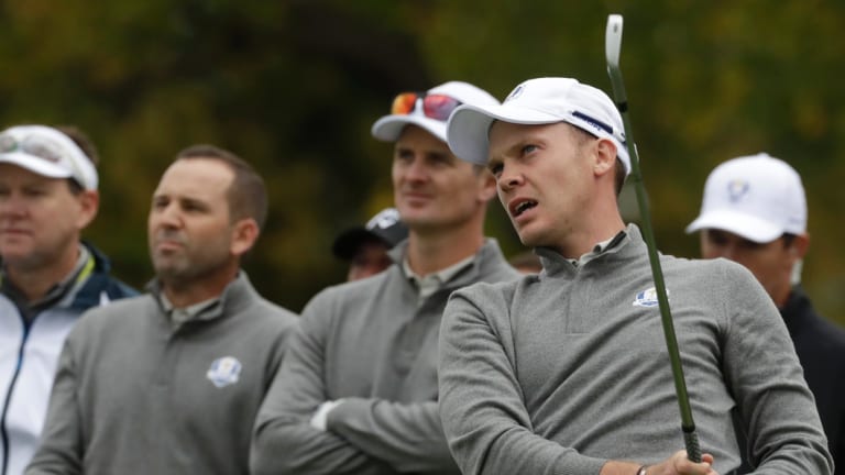 Second best: The Europeans were well beaten at Hazeltine National Golf Club in 2016.