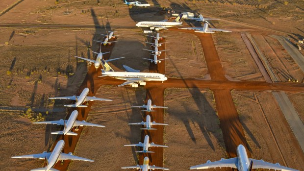 Grounded aeroplanes in Alice Springs. 