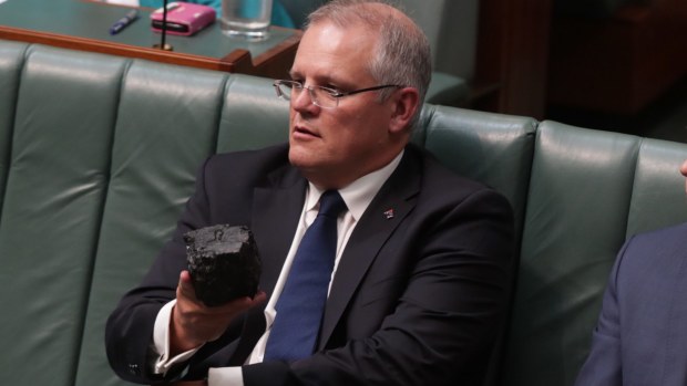 A polarising moment in politics -  the then treasurer Scott Morrison with a lump of coal during question time in Parliament in February 2017. 