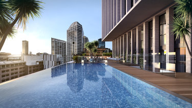 Artist impression of the rooftop pool at the new Crowne Plaza Sydney Darling Harbour