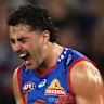 Pumped: Joel Freijah of the Bulldogs.