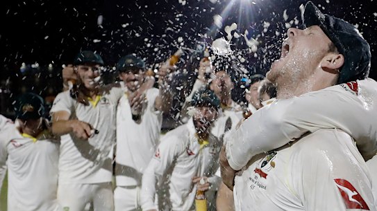 Job done but still more to play for: Justin Langer rated the Australian celebrations relatively low key.