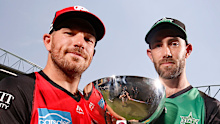 Aaron Finch and Glenn Maxwell in 2019.