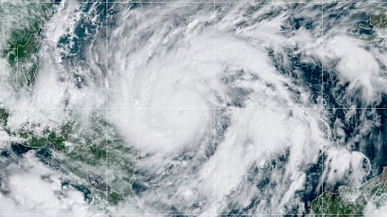 A satellite image shows Hurricane Etna in the Gulf of Mexico on Monday.