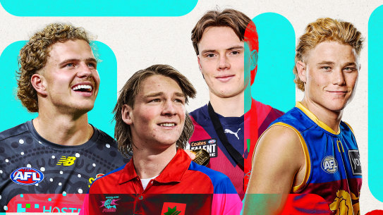 Up-and-coming AFL stars from Queensland clubs: Sam Marshall, Levi Ashcroft, Bailey Humphrey and Jed Walter