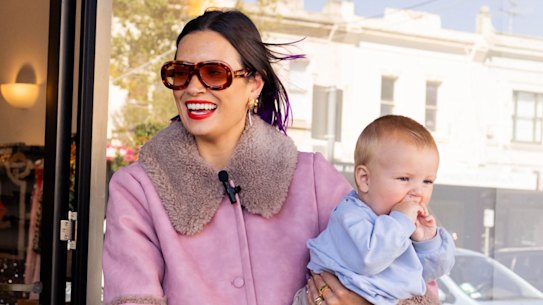 Personal stylist Liv Brown with baby Otis.