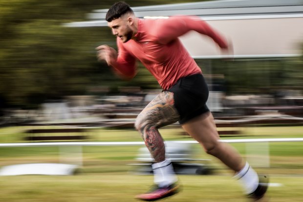 Bronson Xerri during his sprint training on Saturday morning.