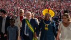 Luiz Inacio Lula da Silva, Brazil’s president, centre left, walks up the ramp of Planalto Palace with representatives of the Brazilian people after being sworn-in during an inauguration ceremony in Brasilia, Brazil.