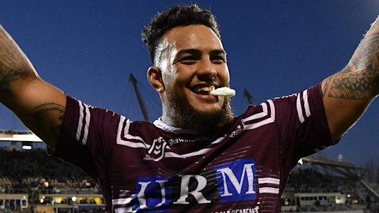 Addin Fonua-Blake revs up Canberra fans last year.
