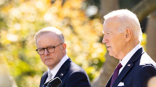 Prime Minister Anthony Albanese and US President Joe Biden address the media.