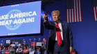 Former US president Donald Trump  at a campaign rally in New Hampshire.